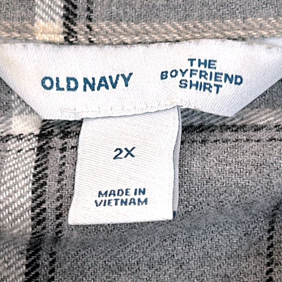 OLD NAVY The Boyfriend Shirt gray flannel pocket button down size 2X 100% cotton - Picture 4 of 5